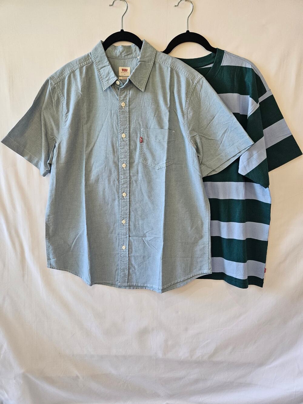 Levi's Shirt Bundle Stripes Button Up Blue Green Large
